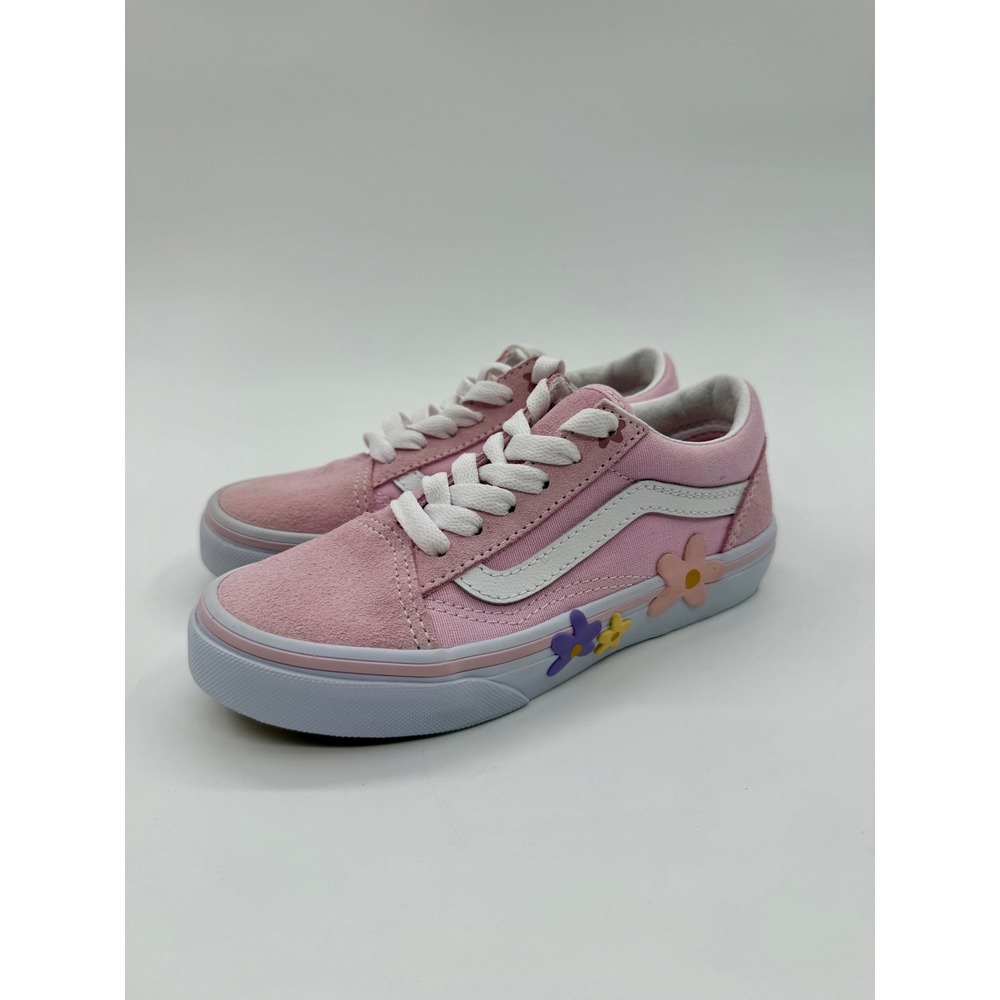Vans Old Skool Pink White Flower Applique Kids Sneakers VN0005WVBJ1 Size 13.0